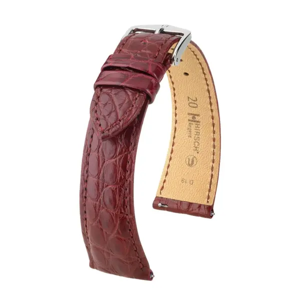 HIRSCH Regent - Alligatorleder-Uhrenarmband - Weinrot