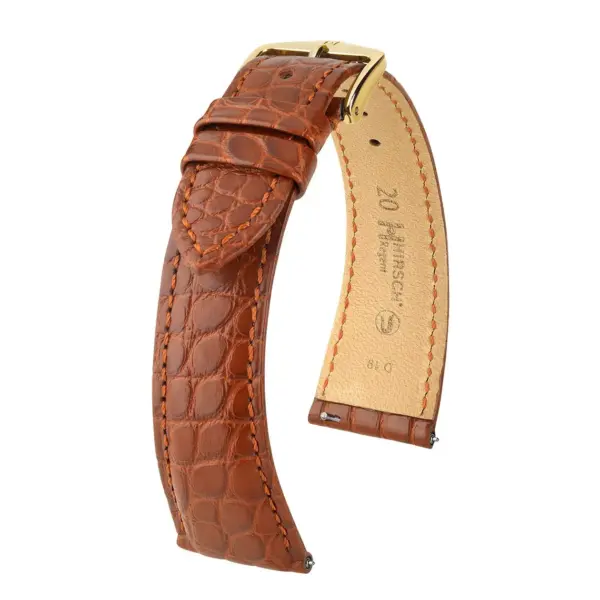 HIRSCH Regent - Alligatorleder-Uhrenarmband - Goldbraun – Bild 4