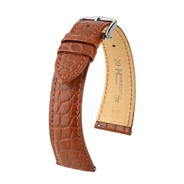 HIRSCH Regent - Alligatorleder-Uhrenarmband - Goldbraun