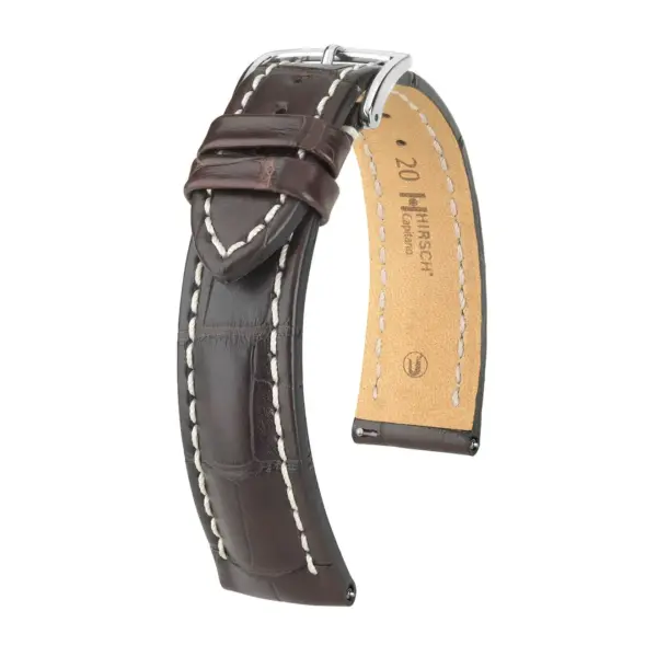 HIRSCH Capitano - Alligatorleder-Uhrenarmband - Braun