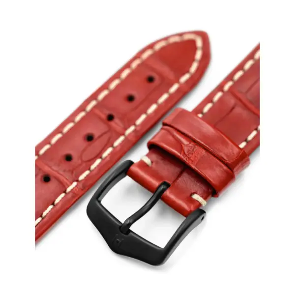 HIRSCH Capitano - Alligatorleder-Uhrenarmband - Rot – Bild 4