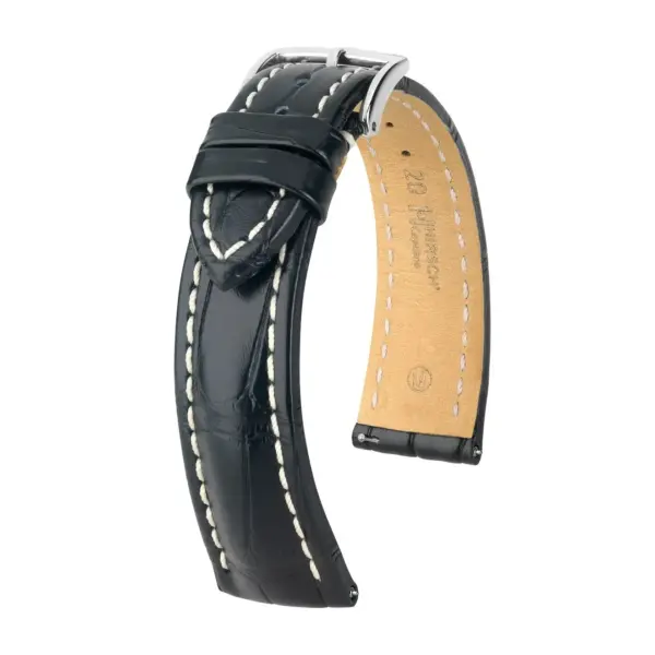 HIRSCH Capitano - Alligatorleder-Uhrenarmband - Schwarz