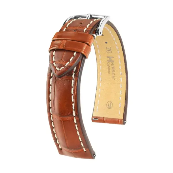 HIRSCH Capitano - Alligatorleder-Uhrenarmband - Goldbraun