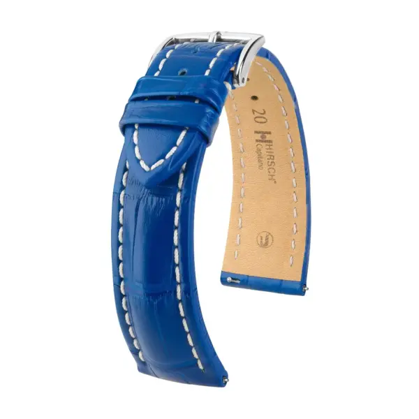 HIRSCH Capitano - Alligatorleder-Uhrenarmband - Royalblau
