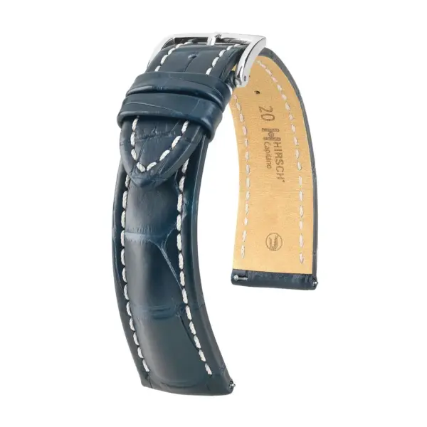 HIRSCH Capitano - Alligatorleder-Uhrenarmband - Dunkelblau