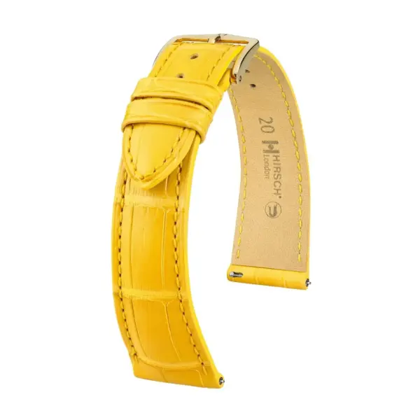 HIRSCH London Alligator - Alligatorleder-Uhrenarmband - Gelb