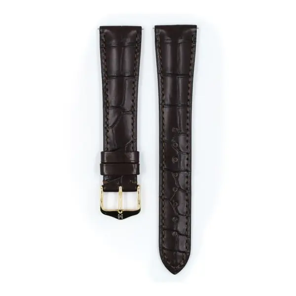 HIRSCH London Alligator - Alligatorleder-Uhrenarmband - Dunkelbraun – Bild 2
