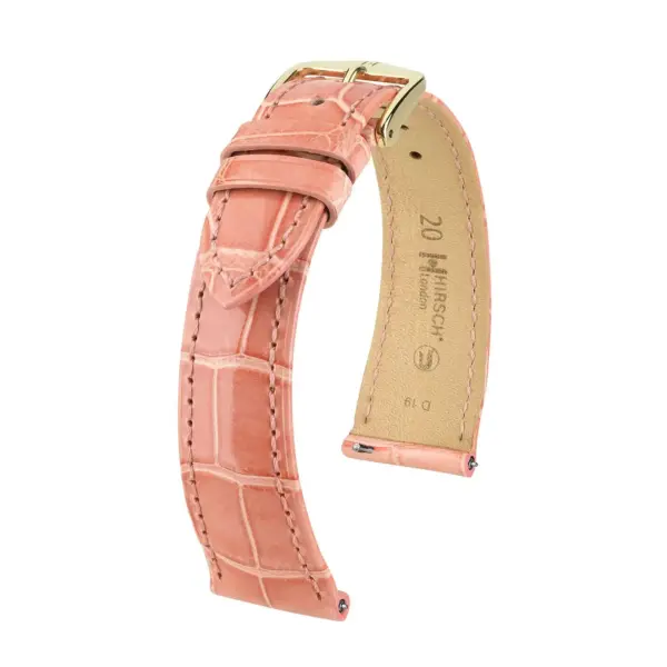 HIRSCH London Alligator - Alligatorleder-Uhrenarmband - Rosé glänzend