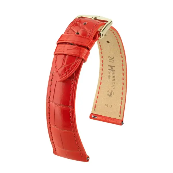HIRSCH London Alligator - Alligatorleder-Uhrenarmband - Rot