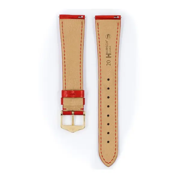 HIRSCH London Alligator - Alligatorleder-Uhrenarmband - Rot – Bild 3
