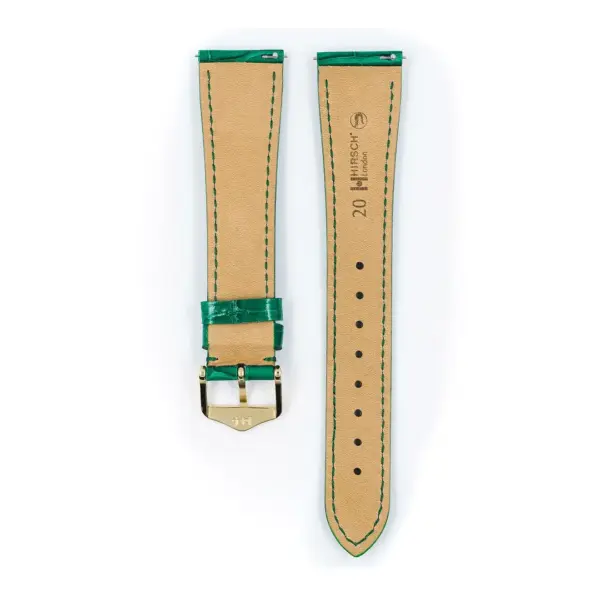 HIRSCH London Alligator - Alligatorleder-Uhrenarmband - Grün glänzend – Bild 3