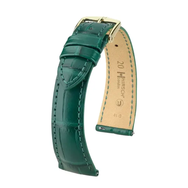 HIRSCH London Alligator - Alligatorleder-Uhrenarmband - Dunkelgrün