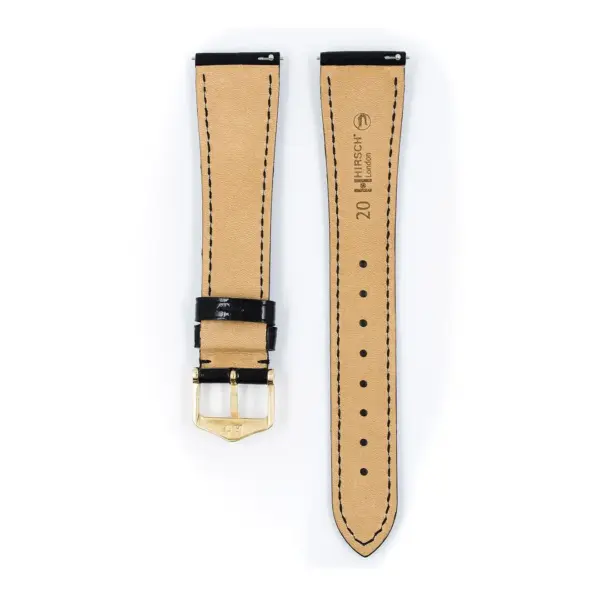 HIRSCH London Alligator - Alligatorleder-Uhrenarmband - Schwarz glänzend – Bild 3