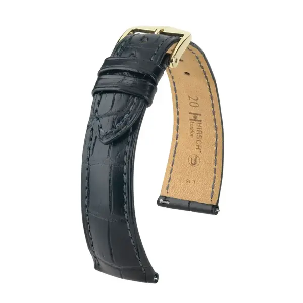 HIRSCH London Alligator - Alligatorleder-Uhrenarmband - Schwarz