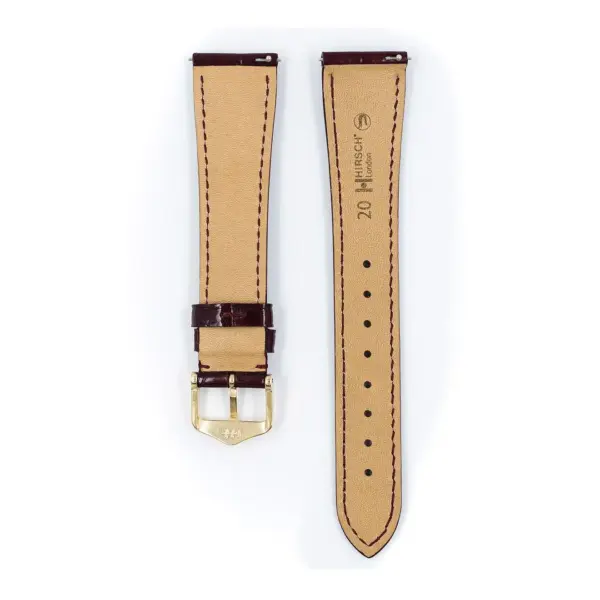 HIRSCH London Alligator - Alligatorleder-Uhrenarmband - Weinrot glänzend – Bild 3