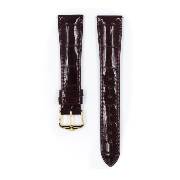 HIRSCH London Alligator - Alligatorleder-Uhrenarmband - Weinrot glänzend – Bild 2