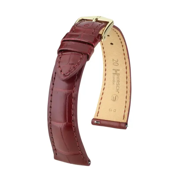HIRSCH London Alligator - Alligatorleder-Uhrenarmband - Weinrot