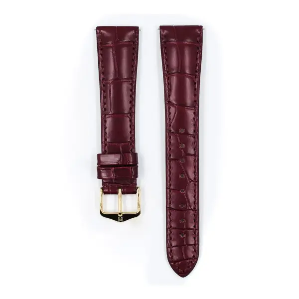 HIRSCH London Alligator - Alligatorleder-Uhrenarmband - Weinrot – Bild 2