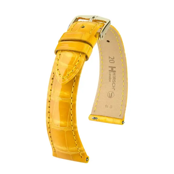 HIRSCH London Alligator - Alligatorleder-Uhrenarmband - Gelb glänzend