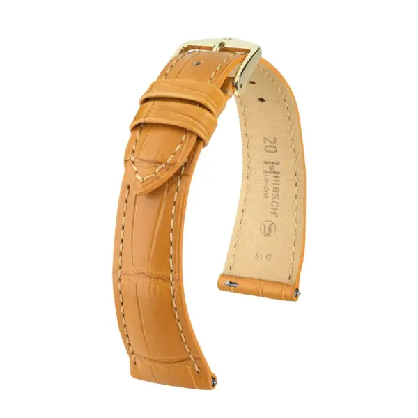 HIRSCH London Alligator - Alligatorleder-Uhrenarmband - Honig