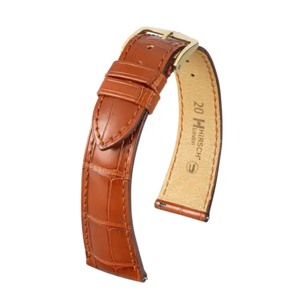 HIRSCH London Alligator - Alligatorleder-Uhrenarmband - Goldbraun