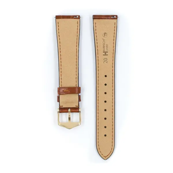 HIRSCH London Alligator - Alligatorleder-Uhrenarmband - Goldbraun – Bild 3