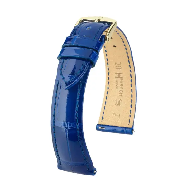 HIRSCH London Alligator - Alligatorleder-Uhrenarmband - Royalblau glänzend
