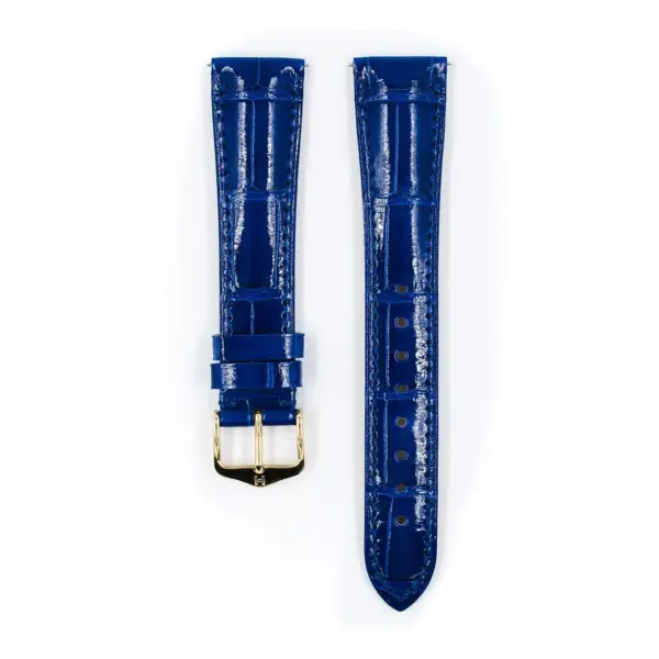 HIRSCH London Alligator - Alligatorleder-Uhrenarmband - Royalblau glänzend – Bild 2