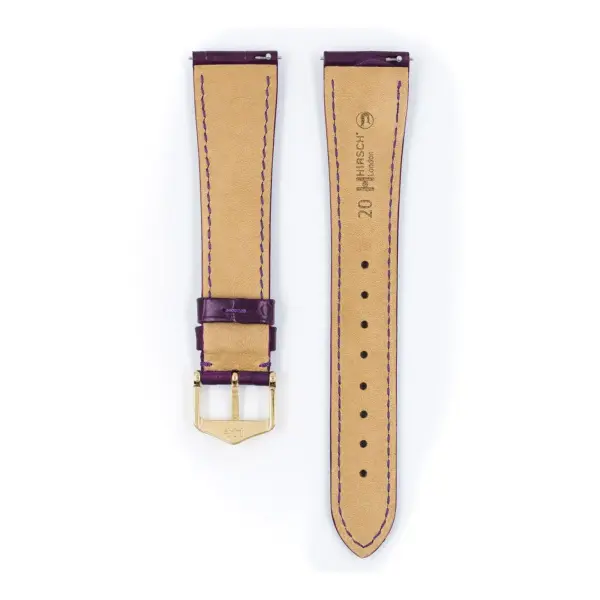 HIRSCH London Alligator - Alligatorleder-Uhrenarmband - Violett – Bild 3