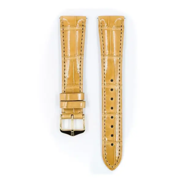 HIRSCH London Alligator - Alligatorleder-Uhrenarmband - Beige glänzend – Bild 2