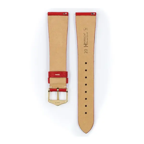 HIRSCH Massai Ostrich - Straußenleder-Uhrenarmband - Rot/Weiß – Bild 3