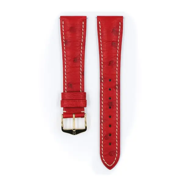 HIRSCH Massai Ostrich - Straußenleder-Uhrenarmband - Rot/Weiß – Bild 2