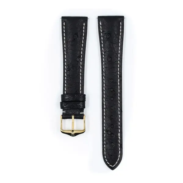 HIRSCH Massai Ostrich - Straußenleder-Uhrenarmband - Schwarz/Weiß – Bild 2