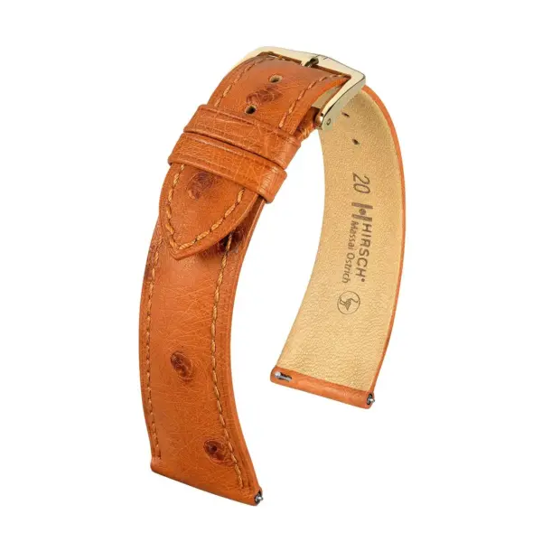 HIRSCH Massai Ostrich - Straußenleder-Uhrenarmband - Goldbraun