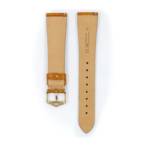 HIRSCH Massai Ostrich - Straußenleder-Uhrenarmband - Goldbraun/Weiß – Bild 3