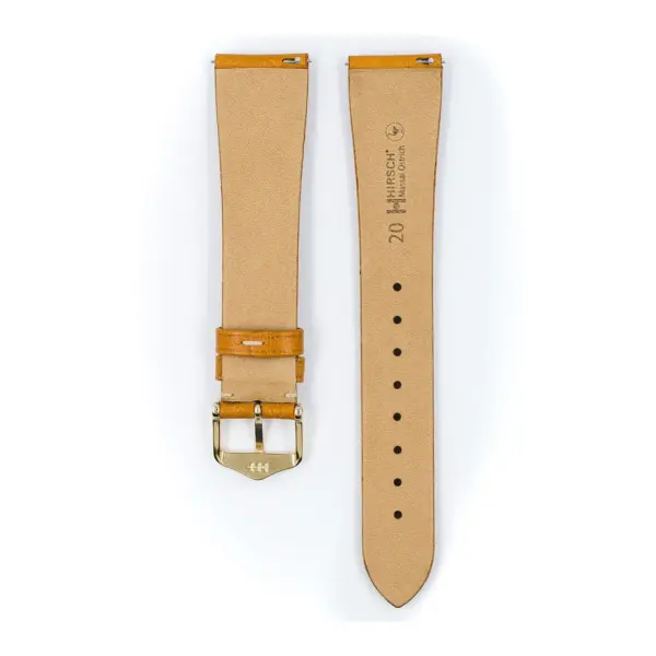 HIRSCH Massai Ostrich - Straußenleder-Uhrenarmband - Honig/Weiß – Bild 3