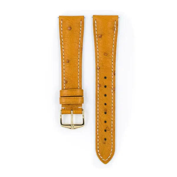 HIRSCH Massai Ostrich - Straußenleder-Uhrenarmband - Honig/Weiß – Bild 2