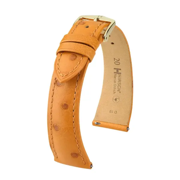 HIRSCH Massai Ostrich - Straußenleder-Uhrenarmband - Honig