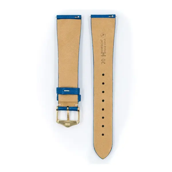HIRSCH Massai Ostrich - Straußenleder-Uhrenarmband - Royalblau/Weiß – Bild 3