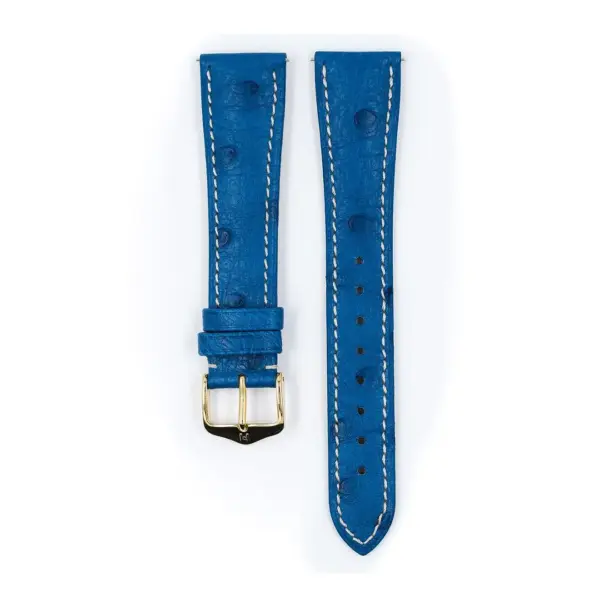 HIRSCH Massai Ostrich - Straußenleder-Uhrenarmband - Royalblau/Weiß – Bild 2