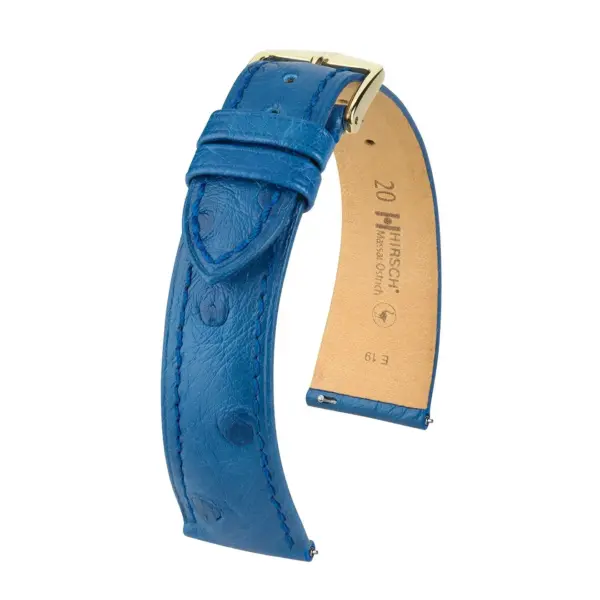 HIRSCH Massai Ostrich - Straußenleder-Uhrenarmband - Royalblau