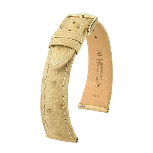 HIRSCH Massai Ostrich - Straußenleder-Uhrenarmband - Beige