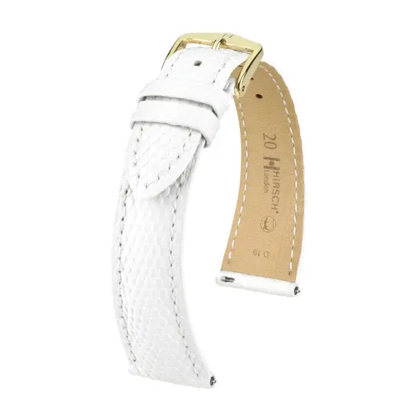 HIRSCH London Lizard - Eidechsenleder-Uhrenarmband - Weiß glänzend