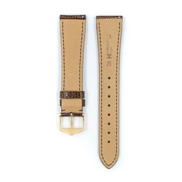 HIRSCH London Lizard - Eidechsenleder-Uhrenarmband - Braun glänzend – Bild 3