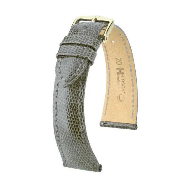 HIRSCH London Lizard - Eidechsenleder-Uhrenarmband - Grau glänzend