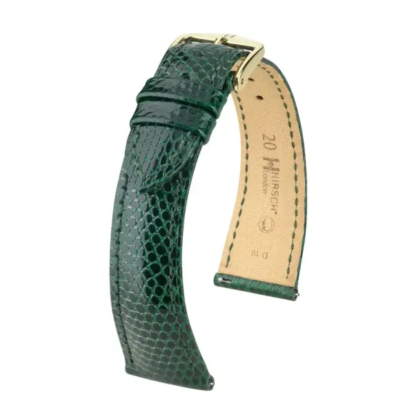 HIRSCH London Lizard - Eidechsenleder-Uhrenarmband - Grün glänzend