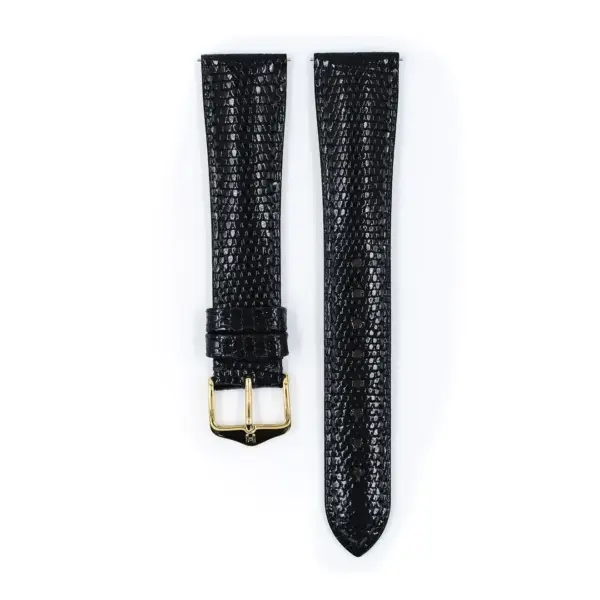 HIRSCH London Lizard - Eidechsenleder-Uhrenarmband - Schwarz glänzend – Bild 2