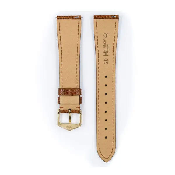 HIRSCH London Lizard - Eidechsenleder-Uhrenarmband - Goldbraun glänzend – Bild 3