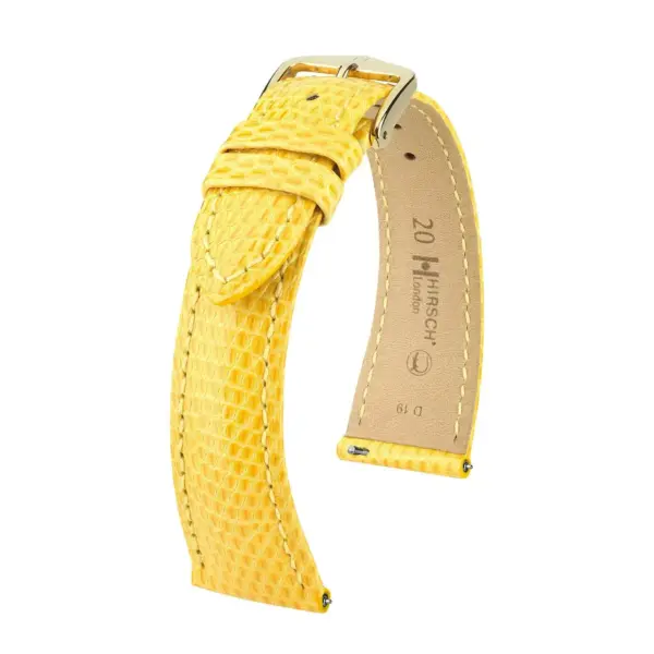 HIRSCH London Lizard - Eidechsenleder-Uhrenarmband - Gelb glänzend