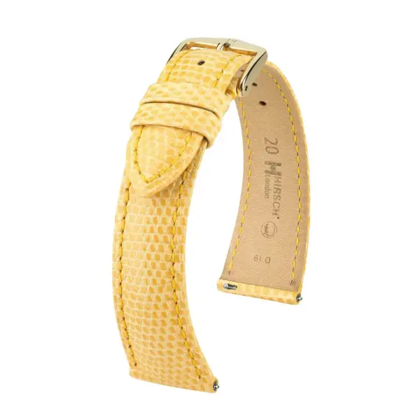 HIRSCH London Lizard - Eidechsenleder-Uhrenarmband - Hellgelb glänzend